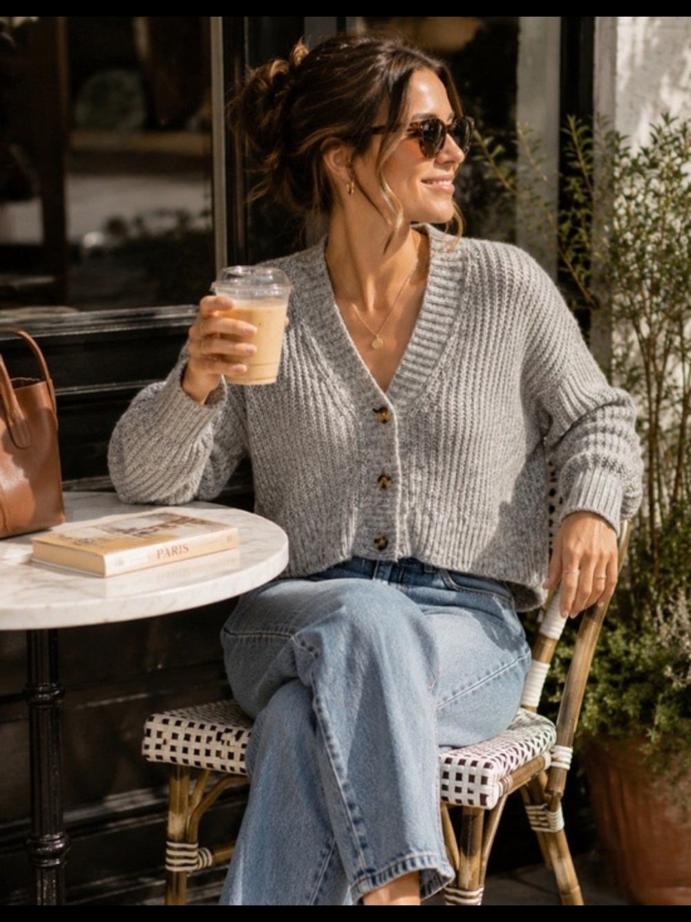 Madewell Heather Gray Ribbed V-Neck Button Wool Blend Cardigan Size M